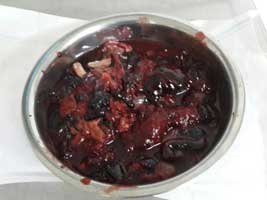 Blood and tissue collected from abdominal cavity -Ruptured ectopic pregnancy